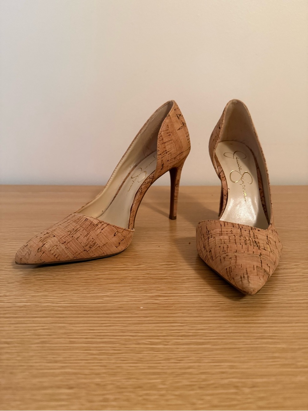 Jessica Simpson Cork Pointed-Toe Pumps in Tan